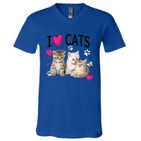 I Love Cats Gift Cat Lover Tee Gift I Love Kittens Gift Cool Gift V-Neck T-Shirt