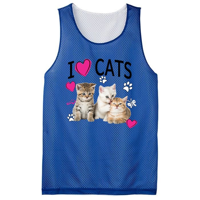 I Love Cats Gift Cat Lover Tee Gift I Love Kittens Gift Cool Gift Mesh Reversible Basketball Jersey Tank