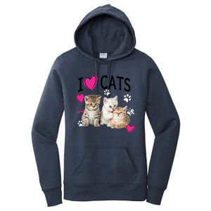 I Love Cats Gift Cat Lover Tee Gift I Love Kittens Gift Cool Gift Women's Pullover Hoodie