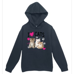 I Love Cats Gift Cat Lover Tee Gift I Love Kittens Gift Cool Gift Urban Pullover Hoodie