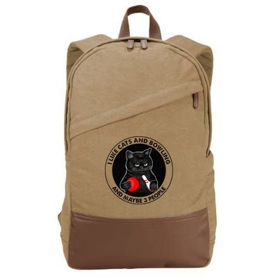 I Like Cats And Bowling And Maybe 3 People Funny Cat Lovers Cotton Canvas Backpack