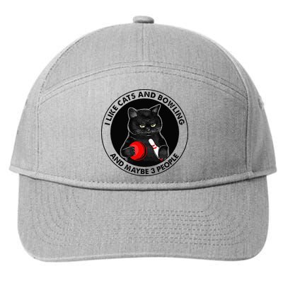 I Like Cats And Bowling And Maybe 3 People Funny Cat Lovers 7-Panel Snapback Hat