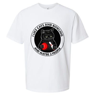 I Like Cats And Bowling And Maybe 3 People Funny Cat Lovers Sueded Cloud Jersey T-Shirt