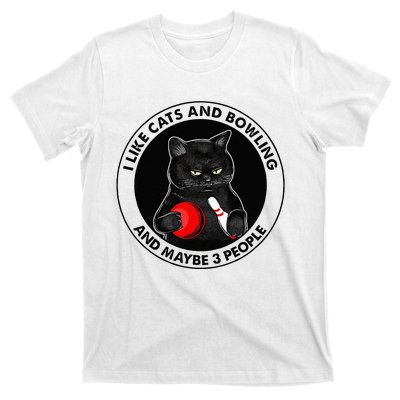 I Like Cats And Bowling And Maybe 3 People Funny Cat Lovers T-Shirt