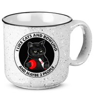 I Like Cats And Bowling And Maybe 3 People Funny Cat Lovers 15oz Campfire Ceramic Mug