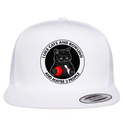 I Like Cats And Bowling And Maybe 3 People Funny Cat Lovers Flatbill Hat