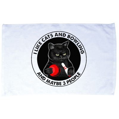 I Like Cats And Bowling And Maybe 3 People Funny Cat Lovers Microfiber Hand Towel