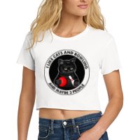 I Like Cats And Bowling And Maybe 3 People Funny Cat Lovers Women's Crop Top Tee