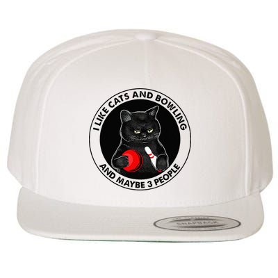 I Like Cats And Bowling And Maybe 3 People Funny Cat Lovers Wool Snapback Cap