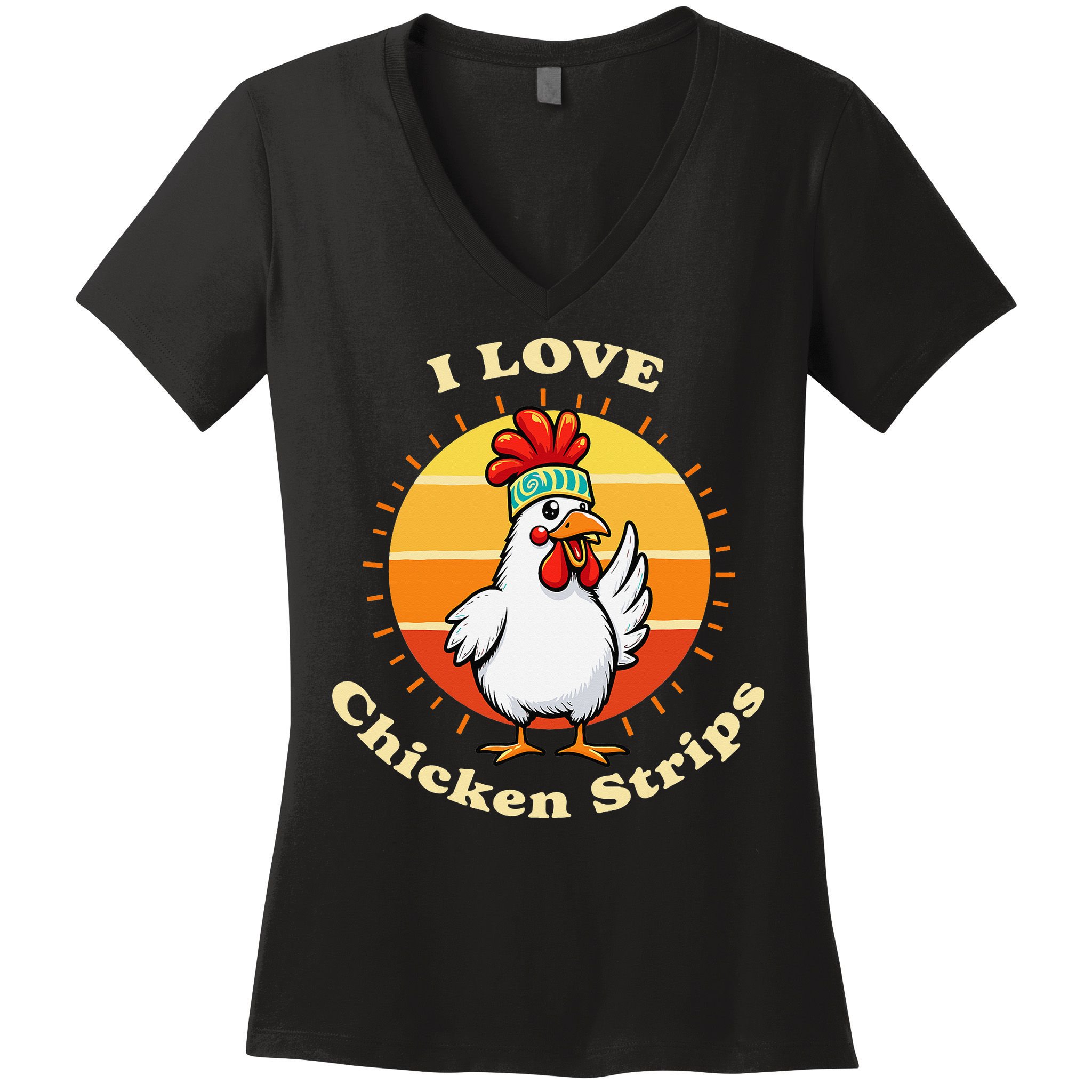 I Love Chicken Strips Funny Chicken Fast Food Lover Women's V-Neck T-Shirt