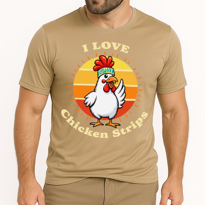 I Love Chicken Strips Funny Chicken Fast Food Lover Cooling Performance Crew T-Shirt