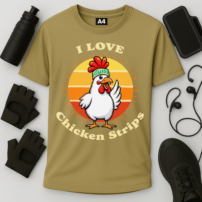 I Love Chicken Strips Funny Chicken Fast Food Lover Cooling Performance Crew T-Shirt