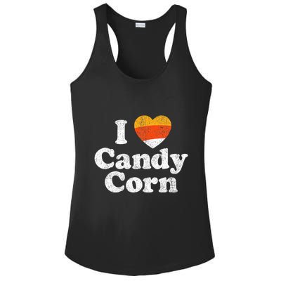 I Love Candy Corn Funny Halloween Retro 80s 70s Costume Ladies PosiCharge Competitor Racerback Tank