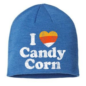 I Love Candy Corn Funny Halloween Retro 80s 70s Costume Sustainable Beanie