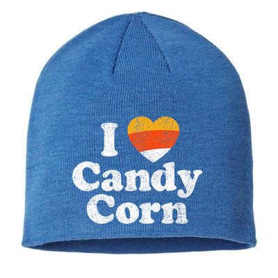 I Love Candy Corn Funny Halloween Retro 80s 70s Costume Sustainable Beanie