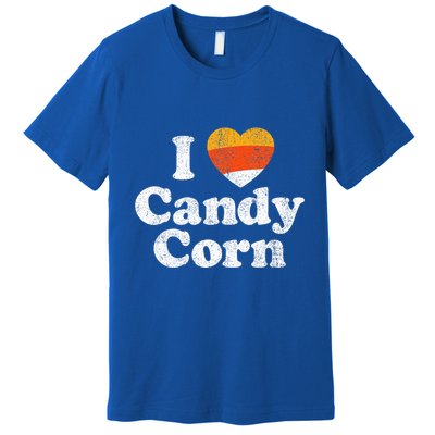 I Love Candy Corn Funny Halloween Retro 80s 70s Costume Premium T-Shirt