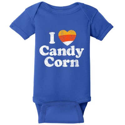 I Love Candy Corn Funny Halloween Retro 80s 70s Costume Baby Bodysuit