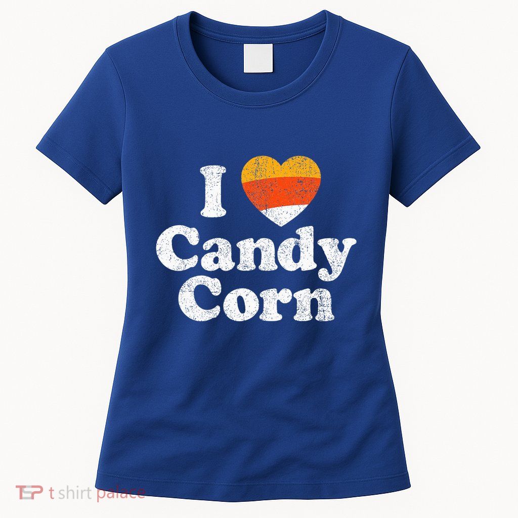 I Love Candy Corn Funny Halloween Retro 80s 70s Costume Womens T-Shirt