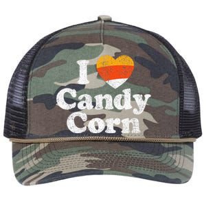 I Love Candy Corn Funny Halloween Retro 80s 70s Costume Retro Rope Trucker Hat Cap