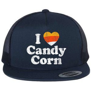 I Love Candy Corn Funny Halloween Retro 80s 70s Costume Flat Bill Trucker Hat