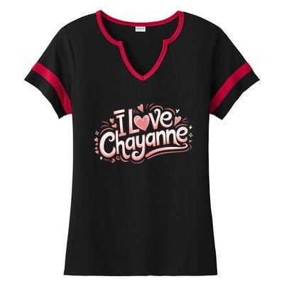 I Love Chayanne Couples First Name Ladies Halftime Notch Neck Tee