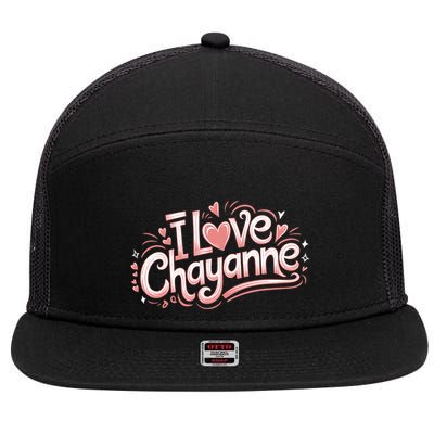 I Love Chayanne Couples First Name 7 Panel Mesh Trucker Snapback Hat