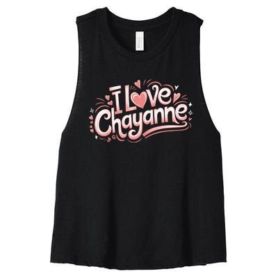 I Love Chayanne Couples First Name Women's Racerback Cropped Tank