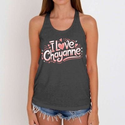 I Love Chayanne Couples First Name Women's Knotted Racerback Tank