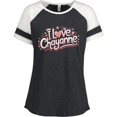 I Love Chayanne Couples First Name Enza Ladies Jersey Colorblock Tee