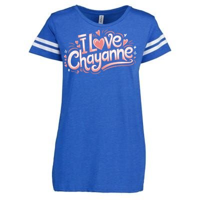 I Love Chayanne Couples First Name Enza Ladies Jersey Football T-Shirt