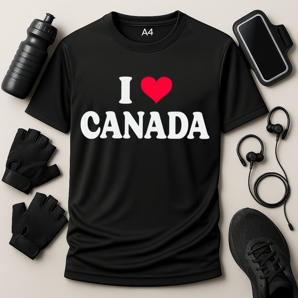 I Love Canada Day Heart Canadian Cooling Performance Crew T-Shirt
