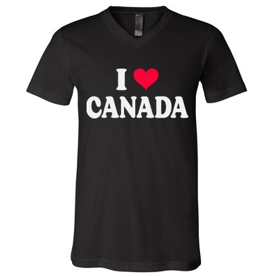 I Love Canada Day Heart Canadian V-Neck T-Shirt