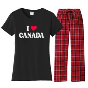 I Love Canada Day Heart Canadian Women's Flannel Pajama Set