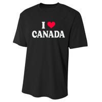 I Love Canada Day Heart Canadian Performance Sprint T-Shirt