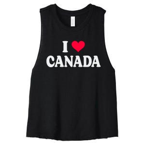 I Love Canada Day Heart Canadian Women's Racerback Cropped Tank