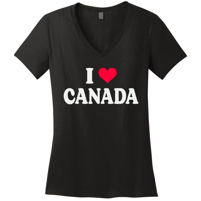 I Love Canada Day Heart Canadian Women's V-Neck T-Shirt