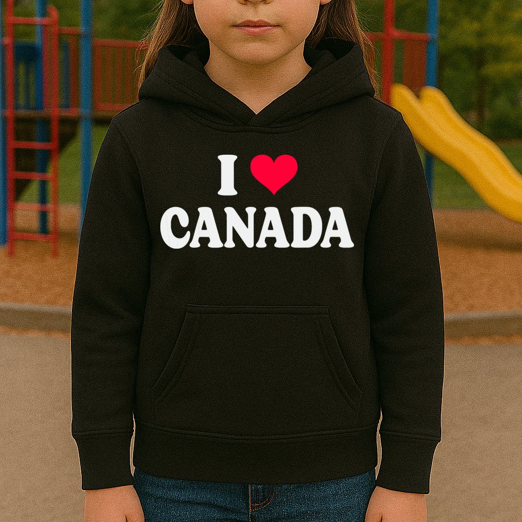 I Love Canada Day Heart Canadian Kids Hoodie