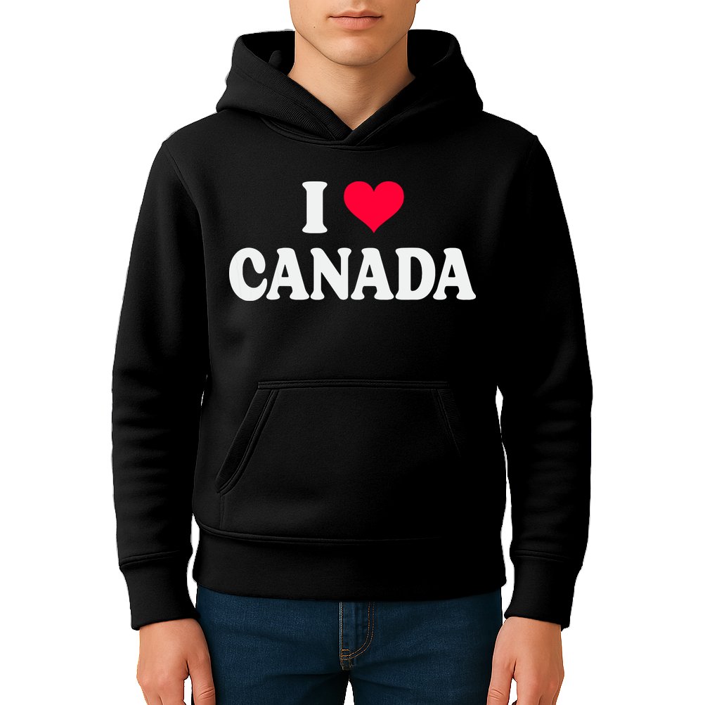 I Love Canada Day Heart Canadian Kids Hoodie