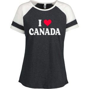 I Love Canada Day Heart Canadian Enza Ladies Jersey Colorblock Tee