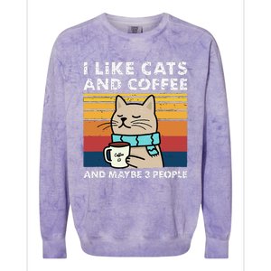 I Like Cats And Coffee And Maybe 3 People Funny Cats Colorblast Crewneck Sweatshirt