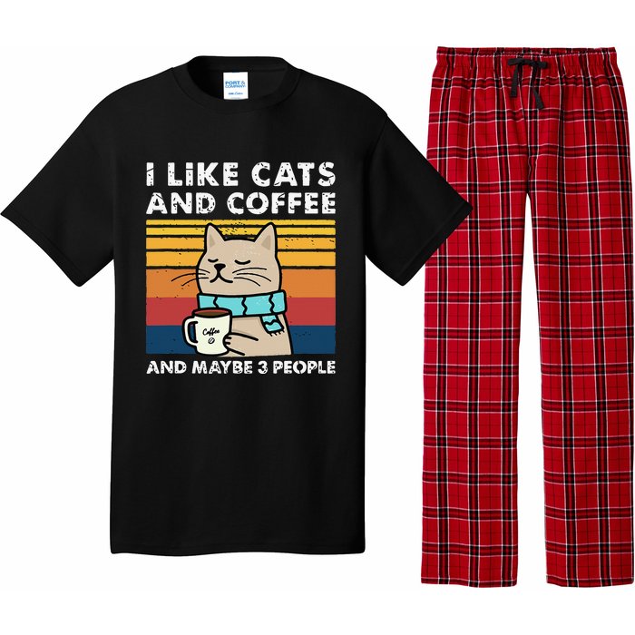 I Like Cats And Coffee And Maybe 3 People Funny Cats Pajama Set