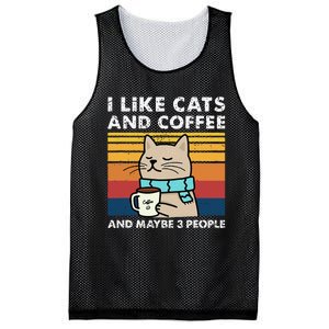 I Like Cats And Coffee And Maybe 3 People Funny Cats Mesh Reversible Basketball Jersey Tank