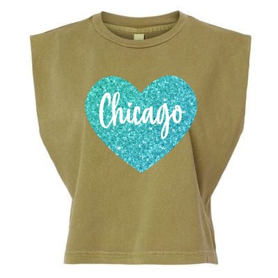 I Love Chicago Usa Heart Gift Garment-Dyed Women's Muscle Tee