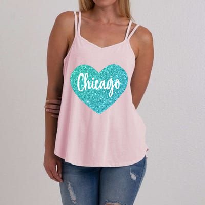 I Love Chicago Usa Heart Gift Women's Strappy Tank