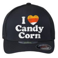 I Love Candy Corn Funny Halloween Retro 80s 70s Costume Flexfit Unipanel Trucker Cap