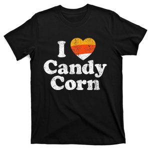 I Love Candy Corn Funny Halloween Retro 80s 70s Costume T-Shirt