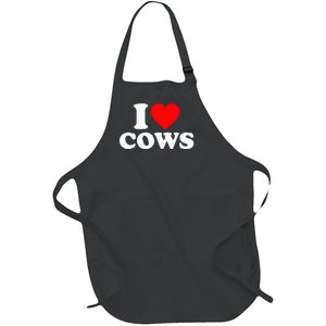 I Love Cows I Heart Cows Funny Farming Cow Lover Full-Length Apron With Pockets