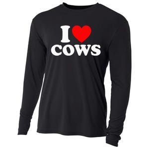 I Love Cows I Heart Cows Funny Farming Cow Lover Cooling Performance Long Sleeve Crew