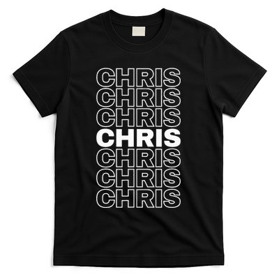 I Love Chris Retro Pattern Personalized First Name T-Shirt