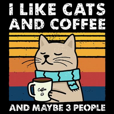 I Like Cats And Coffee And Maybe 3 People Funny Cats T-Shirt